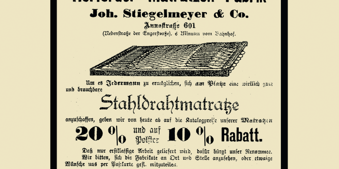 1899年，钢丝床垫开始在德国 Rödinghausen (诺登豪森) 生产。公司迁往 Herford (黑尔福德) 后，于 1900 年 11 月 1 日进入贸易登记。