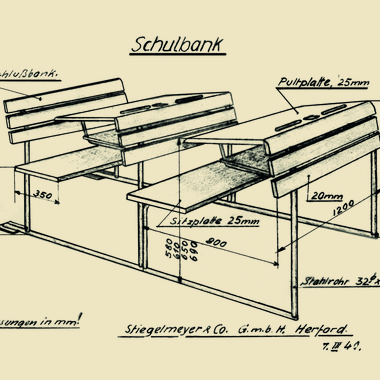 At the end of the1940s, Stiegelmeyer puts schools on the agenda - with the first school furniture programme. Another product sector is space-saving furniture for private customers.